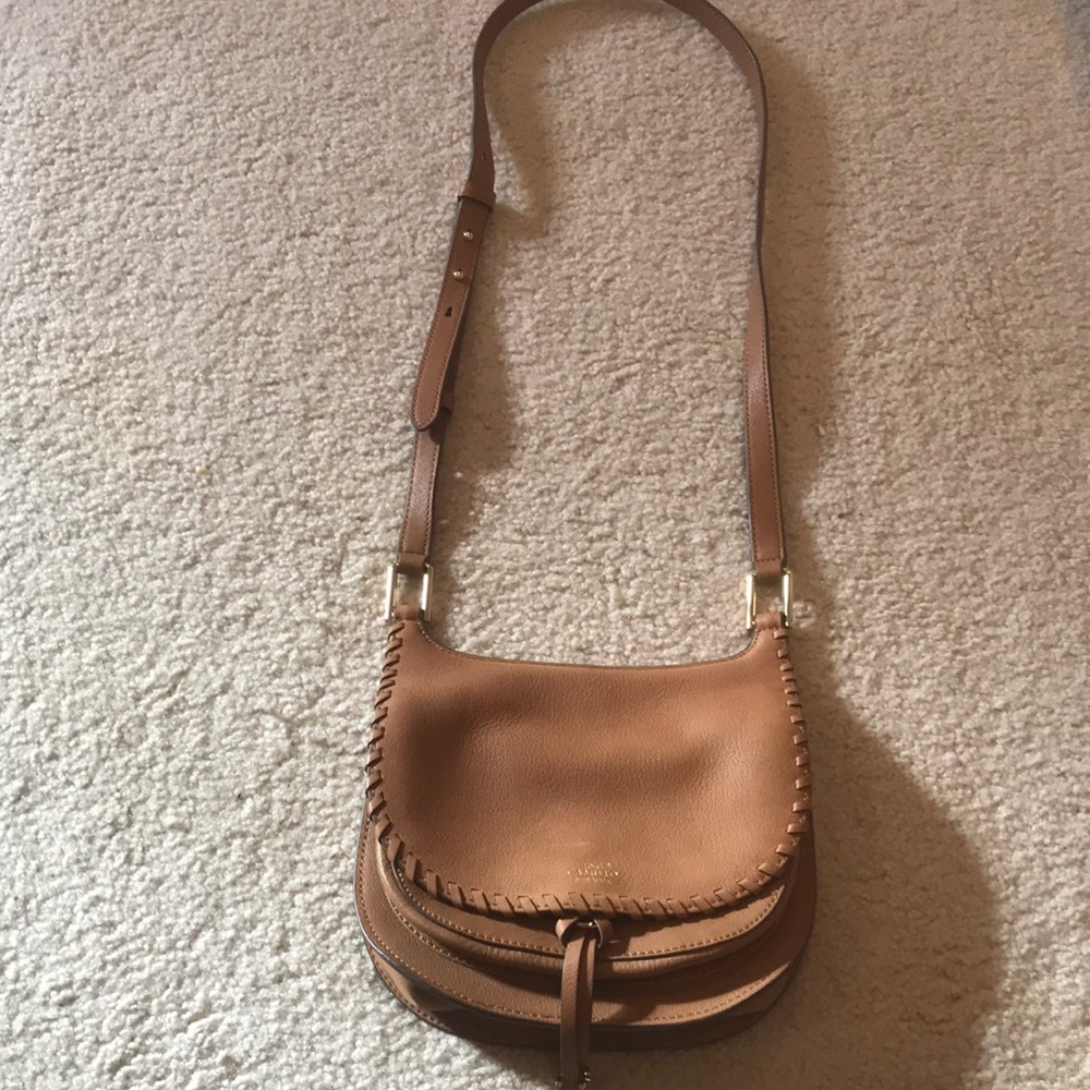 Vince Camino New York tan cross body leather bag with gold hardware